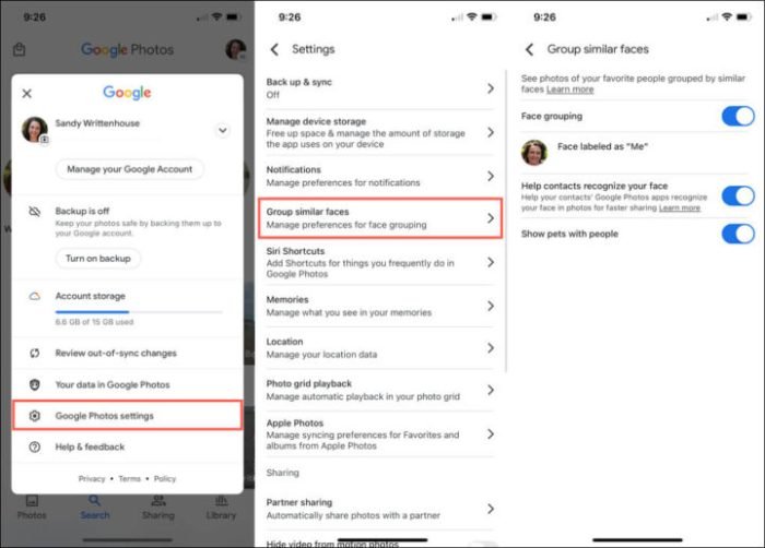 Cara mengatur fitur pengelompokan wajah face grouping google photos