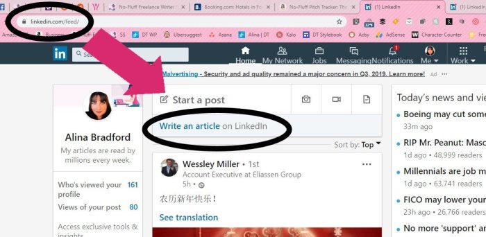 Linkedin post article pulse steps Tutorial memposting artikel status linkedin