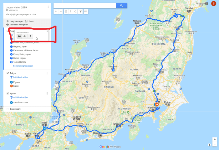 Panduan mencari rute perjalanan berbagai moda google maps