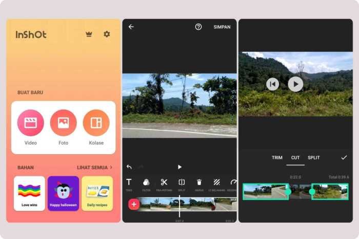 Cara memotong menggabungkan video inshot