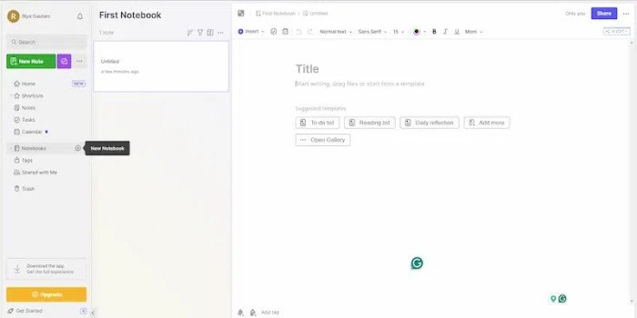 Panduan membuat notebook baru mengorganisir catatan evernote