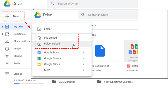 Google Drive: upload file & folder besar langsung dari HP