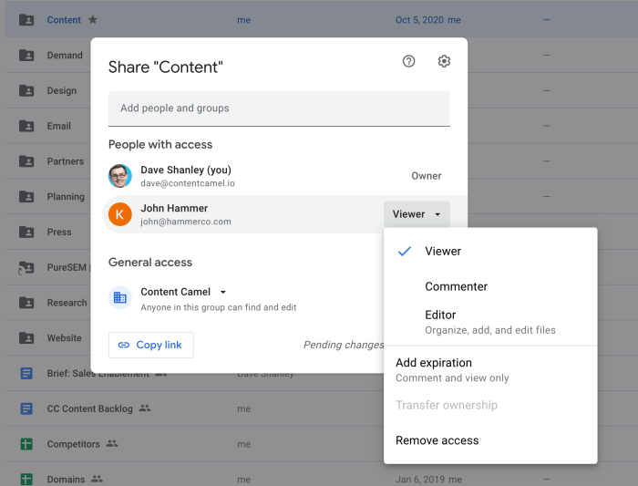 Google Drive: share folder ke tim dengan level izin yang pas